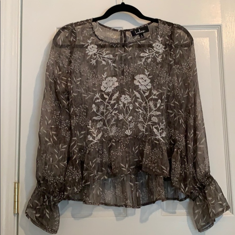 Grey Flower Blouse